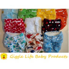 12x Giggle Life Baby Bamboo Cloth Diapers, 24x Bamboo Inserts & Wet Bag